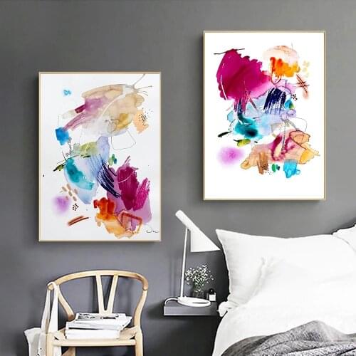 Unframed Modern colorful Abstract water color print canvas painting poster wall art for living room home decor wall painting