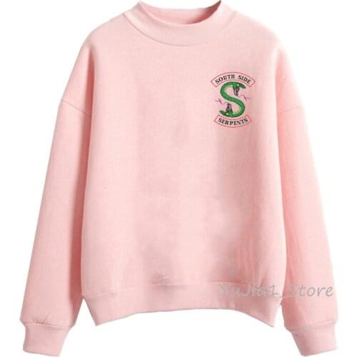 Riverdale pocket pink Sweatshirt women South Side Serpents hoodies Harajuku oversized hoodie Autumn Winter Spring sweat femme