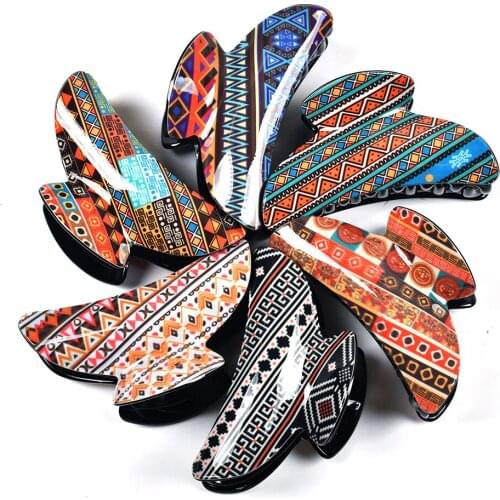 9cm Geometric Grid Plaid Big Claw Hair Clip Crab Clamp Acrylic Accessories For Women Headwear Haircrab Head Band 21012