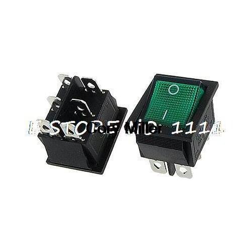 Green Light Lamp ON-On 2 Position DPDT Panel Boat Rocker Switch 6 Pin