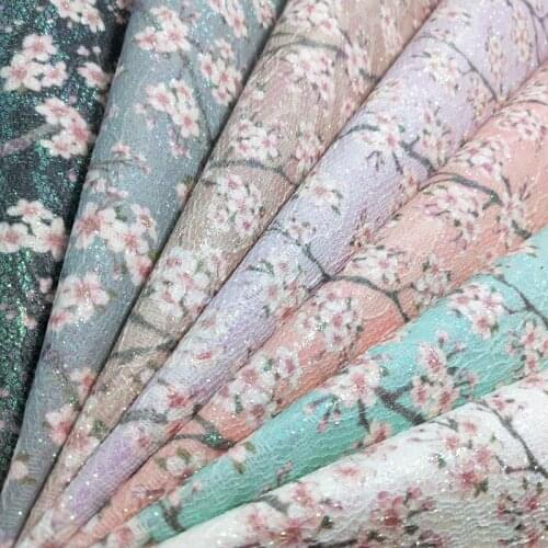 1PC 21X29CM Synthetic Letaher, Cuero Sintetico Printed Flowers Leather Glitter Sheets For Making Bows Accessories T51