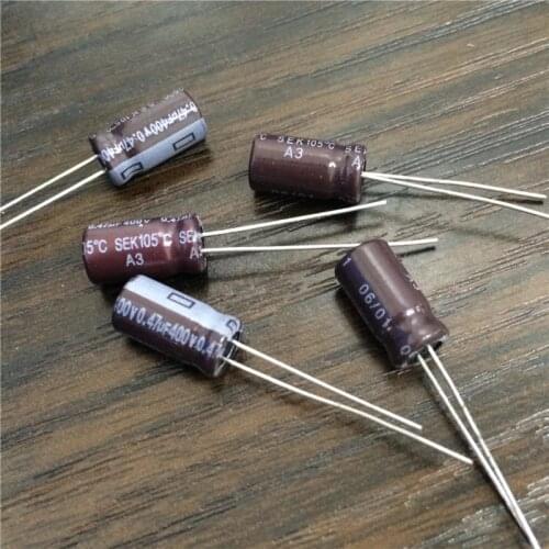 100pcs 0.47uF 400V TEAPO SEK Series 6x11mm 400V0.47uF Aluminum Electrolytic Capacitor