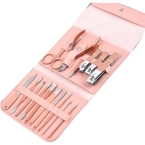 16pcs Nail Clippers Sets High Precision Stainless Steel Nail Cutter Pedicure Kit Nail File Nail Scissors and Clipper SANA889