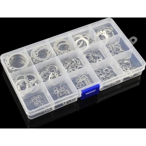 225pcs 304 Stainless Steel Shaft Retaining ring M3-M25 15 sizes Circlips Set Retaining ring Circlip