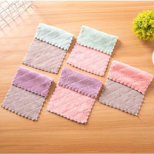 5pc Super Absorbent Microfiber kitchen dish Cloth Kitchen Towel Dishcloths Washing Cleaning Eyeglasses Rags Random Color