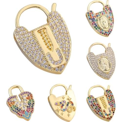 JUYA 5 Pcs Spiral Clasps Hooks DIY Handmade Jewelry Findings Cubic Zirconia Lock Style Pendant Connectors For Necklaces Making