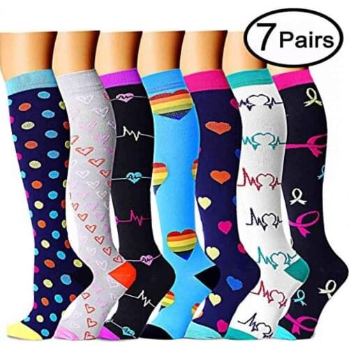 7 Pairs Compression Socks Cycling Bike Nylon Socks Breathable Outdoor Sport Stockings Breathable MTB Road Bicycle Pressure Socks