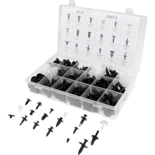 830Pcs Mixed Auto Fastener Universal Car Clips Plastic Rivets Bumper Fender Fixed Clamp Trunk Fastener Retainers and Plastic Box