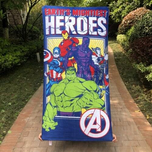 The Avengers Hulk Thor Bath Towel Cartoon Children Kids Boys Adult Captain America Iron Man Beach Towel Cotton Blanket Throw
