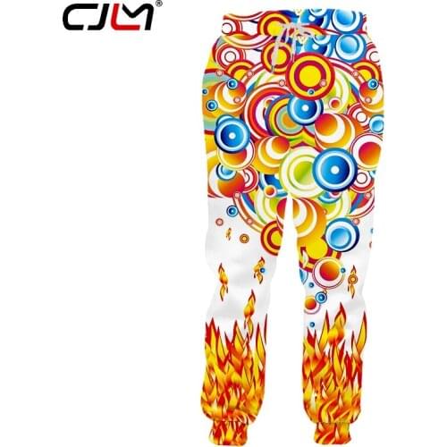 CJLM New Man Colorful Sweatpants 3D Printed Personality Flame Annulus Mens Spandex Pants Hot Sale Wholesale