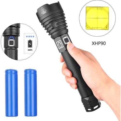 Portable Flashlights Aluminum Xhp90 Strong Light Led Flashlight Usb Charging Power Display 2500lm Outdoor Camping Bicycle Light