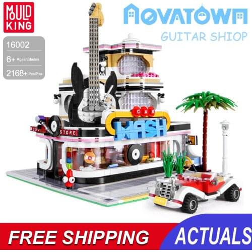 Build Brick Guitar Lighthouse Building Blocks Shop Concert Hall Moc Architecture City Streetview Street Store Child Toy