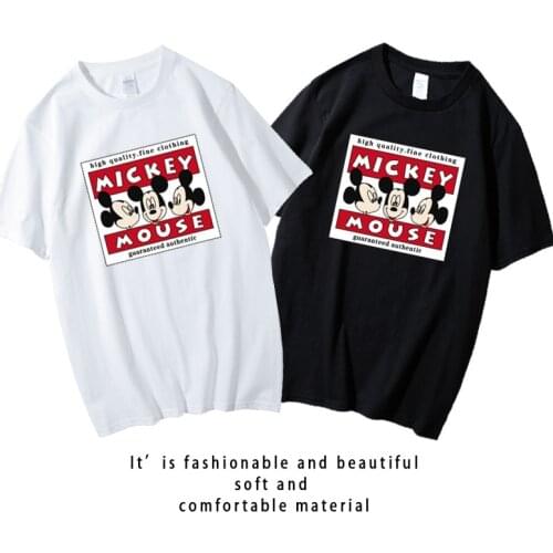 Disney Mickey Mouse Short Sleeve T-shirt Cartoon Loose Tee Shirt Summer Bottoming Shirt Male Fashion Unisex Tops Mens Clothes