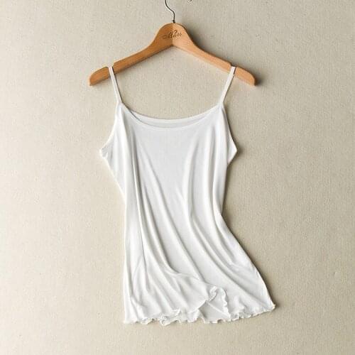 JSC-008 Leechee 100% Nature Silk Women Camisoles Inside Backless Casual O-Neck Simple Thin Real Silk Sling Ladies Bottoming