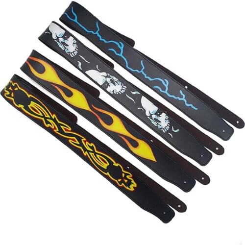 Leather Flow Flame Widening Leather Electric Guitar Acoustic Guitar Folk Guitar Bass Strap