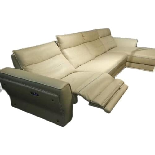 Living room Sofa electrical recliners L shape real cow genuine leather couch muebles de sala cama puff asiento sala futon