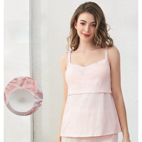 2020 Summer Breastfeeding Sling Vest Pregnant Women Removable Bra Nursing Top Casual Maternity Clothes Pregnancy Sleepwear Bra