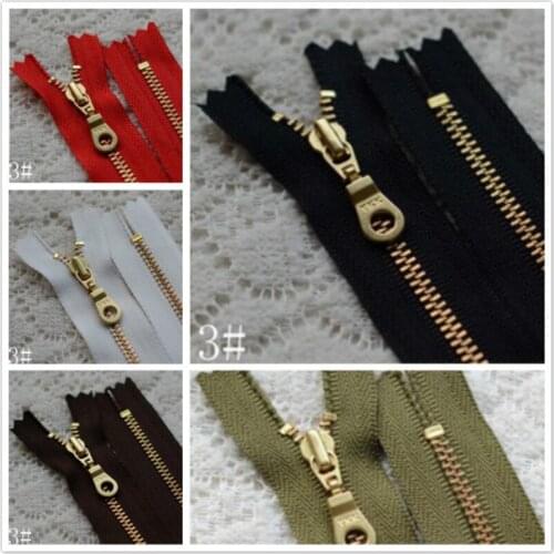 50 Pcs/lot YKK Metal Zipper Fastener for Pocket Leather Bag Gold Copper Close End White Black Coffee Red Sewing Accessories