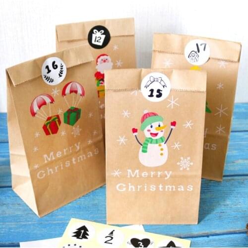 240pcs Cute Style Kraft Paper Bag Merry Christmas Gift Bags Lovely Cookies Present Gift Luxury Wedding Candy 2021 New Year gifts
