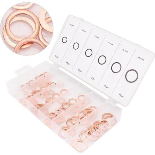 110 pcs Mixed Size Copper Washer Assortment Flat Ring Oil Brake Line Seal car accessories