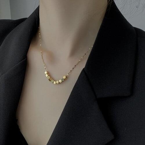 No Fade Small Square Fashion Necklace Simple Clavicle Chain Charm Womens Dinner Party Party Jewelry with Birthday Gift