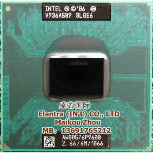 Original Intel Core 2 Duo P9600 p9600 SLGE6 2.66G 6MB 1066MHz Mobile CPU P9600 laptop CPU free shipping