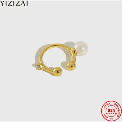 YIZZAI Genuine 925 Sterling Silver Ear Clip without Piercing Temperament Zircon Pearl Ear Buckle Stackable Jewelry