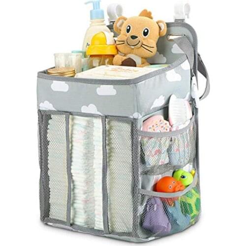 Portable Waterproof Baby Storage Organizer Crib Hanging Storage Bag Caddy Organizer for Baby Essentials Bedding Set Diaper Bag