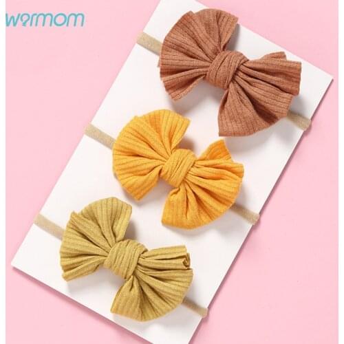 Warmom Baby Girls Bowknot Nylon Headband Newborn Elastic Candy Color Headwear Accessories Hair Ring Child Kids Hair Band Gift