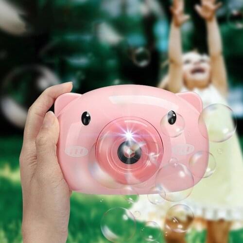 Bubble Machine Cute Cartoon Pig Camera Kids Baby Outdoor Automatic Bubble Maker Gift For Girlfriend Bath Toy For Children
