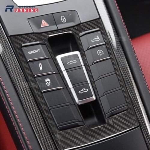 For Porsche 718 2012-2018 Real Carbon Fiber Center Console Button Decoration Frame for Porsche 911 2016-2019 1 Pcs Accessories