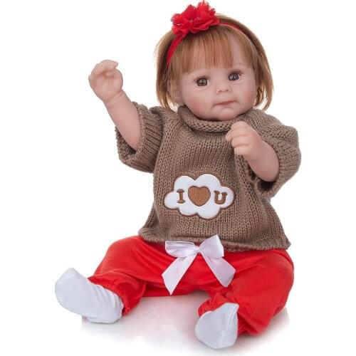 50cm Super real reborn toddler girl Silicone Baby Dolls Rooted Fiber Hair Lifelike Cute Cloth Body bebe reborn toys