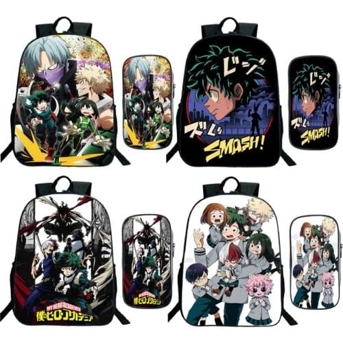 Anime Boku no Hero Academia Backpack Student School Bags Pencil Case 2 Pcs/Set Book Bag School Gift My Hero Academia Rucksack
