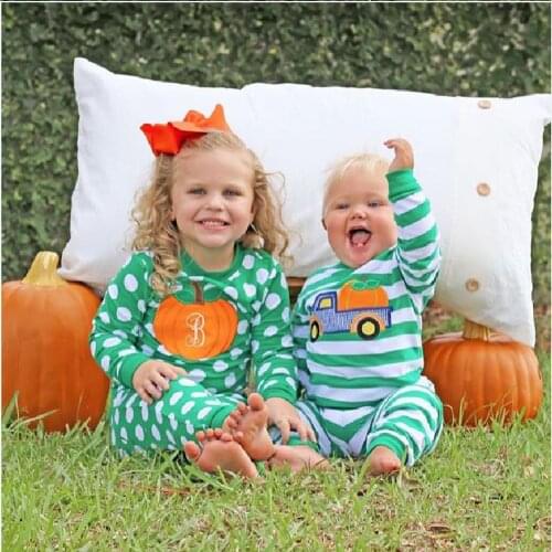 Embroidery Baby Girl Boy Halloween pumpkin Clothes Jumpsuit Fashion 2019 Striped Cotton Cartoon Romper Stripe Outfits 0-18M