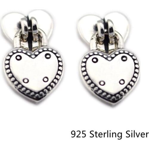 CKK 925 Sterling Silver Love Locks Stud Earrings For Women Original Fashion Jewelry Anniversary Making Gift