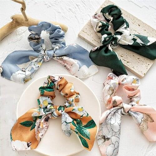 New Chiffon Bowknot Elastic Hair Bands For Women Girls Solid Color Scrunchies Headband Hair Ties Ponytail Holder Hair Accessorie