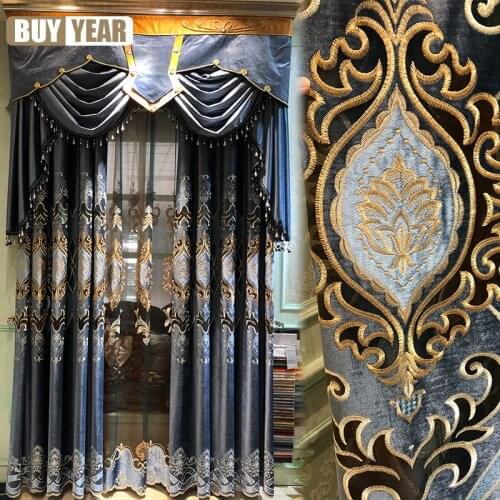 Villa Luxury European-style Living Room High-end Atmosphere Hollow Embroidered Curtains Luxury Embroidery Customization
