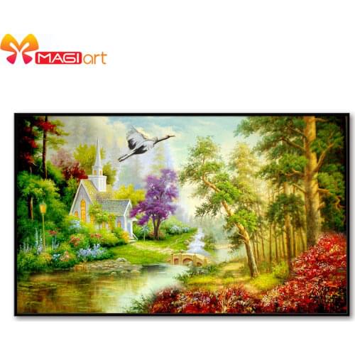 Cross stitch kits Embroidery needlework sets 11CT water soluble canvas patterns 14CT Animal style Flying Crane -NCMA116