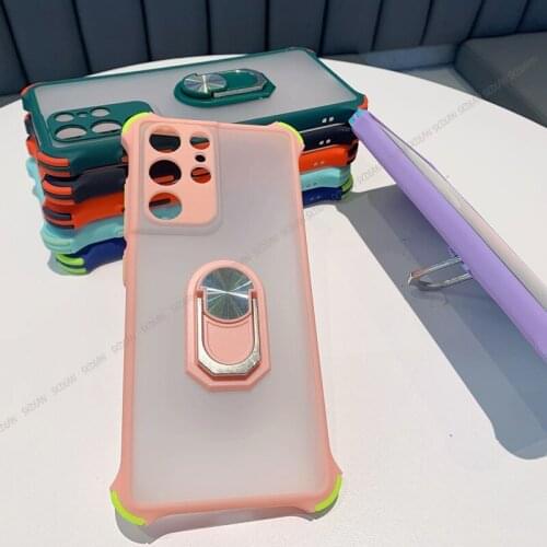 Protect the lens Ring Stand Phone CoverFor Samsung Galaxy S21 Note 20 Ultra A12 S20 FE M31S M51 Shockproof Silicone back Cover