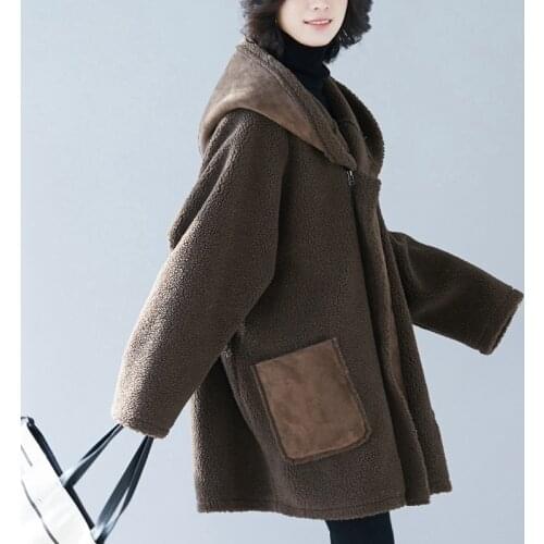 2020 Autumn Winter Women Coats Fashion Fleece Outerwear Tops Ladies Female Plus Large Size Long Warm Thick Jacket XA374