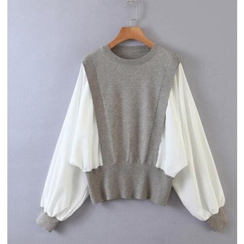 Fake Two Pieces Women Sweaters Fashion Autumn Women Knitted Pullovers Full Sleeve Women Knitted Clothing
