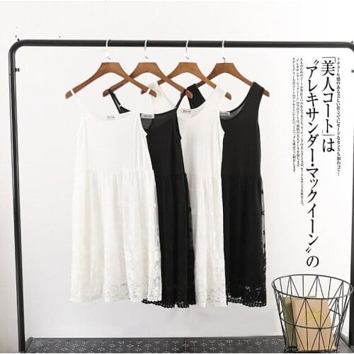 Spring and summer embroidery floral loose plus size spaghetti strape tank top full slip modal cotton lace women dress