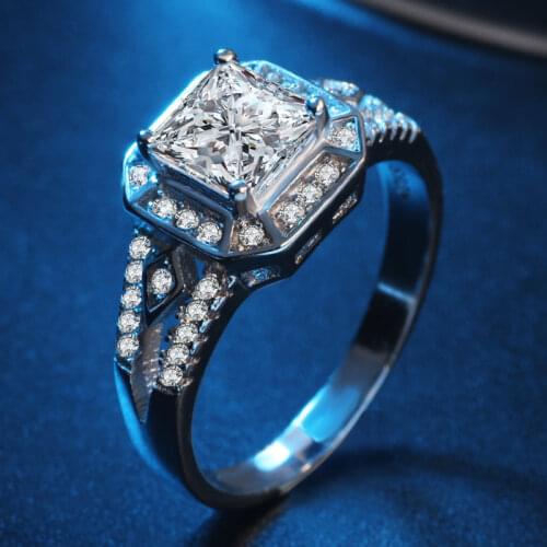 Square Drill Wedding Ring for Women Micro-inlaid Simulation Ring Jewelry Birthday Engagement Love Ring Birthday Accessories