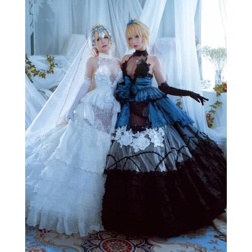 Custom made/size Bride Jeanne d'Arc FGO Cosplay Fate/Grand Order alter Jeanne d'Arc wedding dress Cosplay Costume dress female