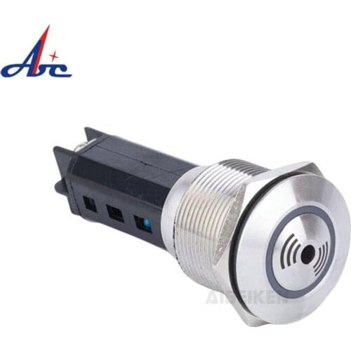 16/19/22MM Waterproof Flat Head 12V 24V 220V LED Metal Push Button Buzzer Switch
