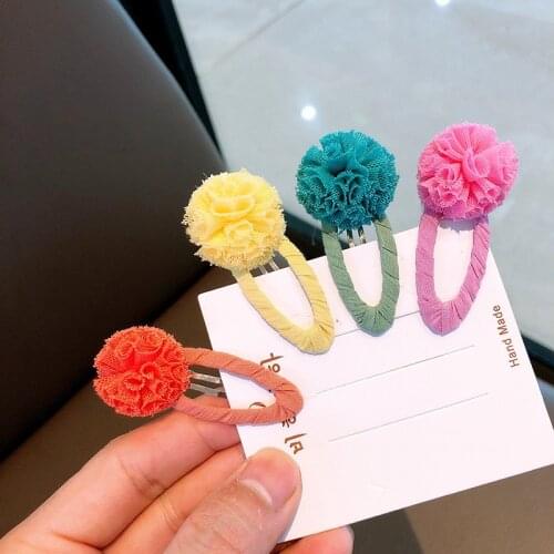 2Pcs/lot Kids Cute Colorful Ball Pom Pom BB Clip Hair Tie Bands Ball Pompom Hair Clips Hairpins For Little Girls