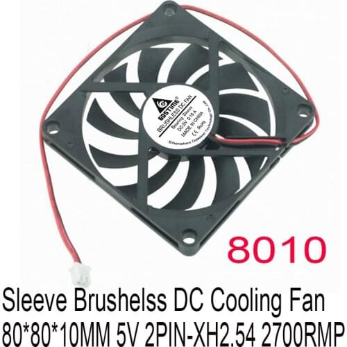5PCS Gdstime 80mm x 10mm DC 5V 2Pin 80x80x10mm PC Computer CPU System Heatsink Brushless Cooling Fan 8010