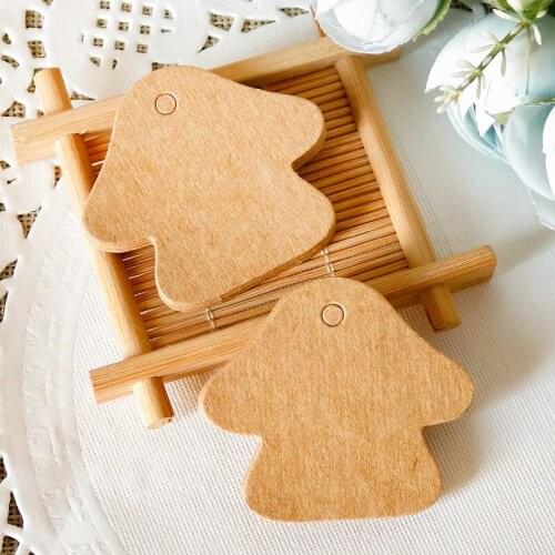 50pcs Kraft Paper Tags Creative Mushroom Shape Gift Tags Wedding Party Decor Blank Hang Tags Price Labels Gift Wrapping Supplies