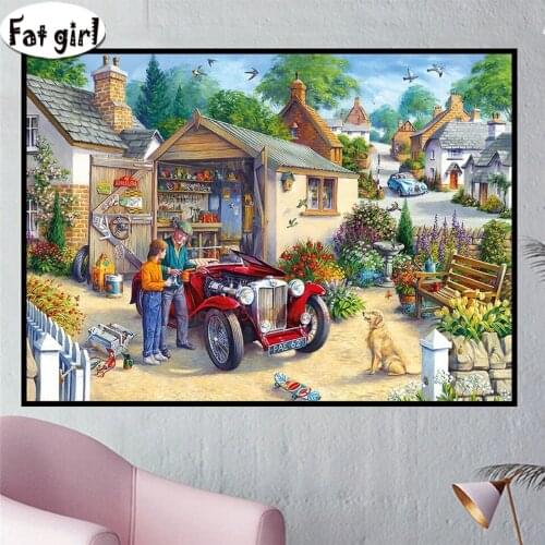 5D DIY Diamond Painting Boy Animals Dog House Car Landscape 3D Embroidery Square Round Mosaic Art Cross Stitch Rhinestone Craft