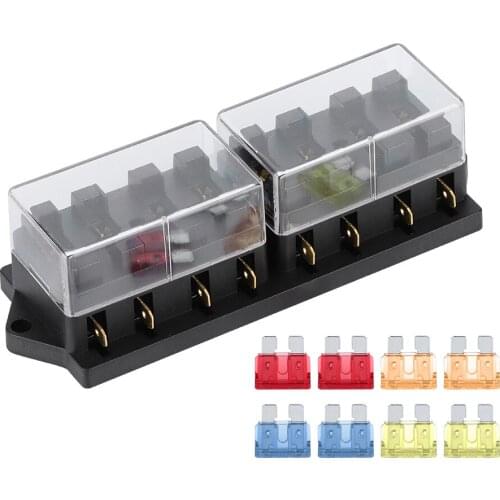 8 Way Car Long Blade Fuse Holder Box DC 12V 15A With 8pcs Fuse Universal Vehicle Accessory Compact Size Easy To Install